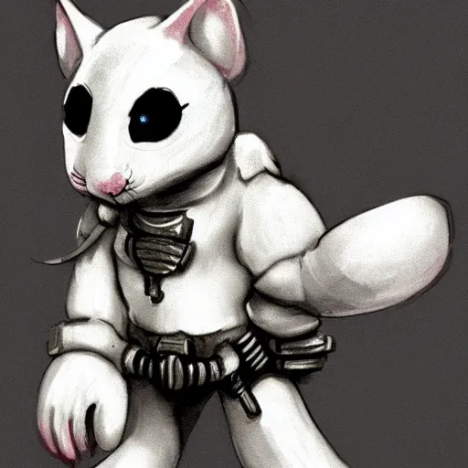 Prompt: cute white mouse in the style of warhammer 4 0 k, epic, concept art, trending on artstation