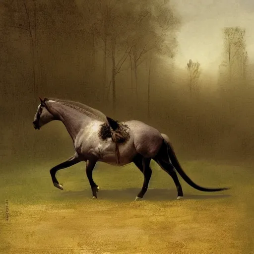 Image similar to hybrid of mouse and horse, half horse - half mouse, digital art fantasy art, art by george stubbs, jakub rozalski