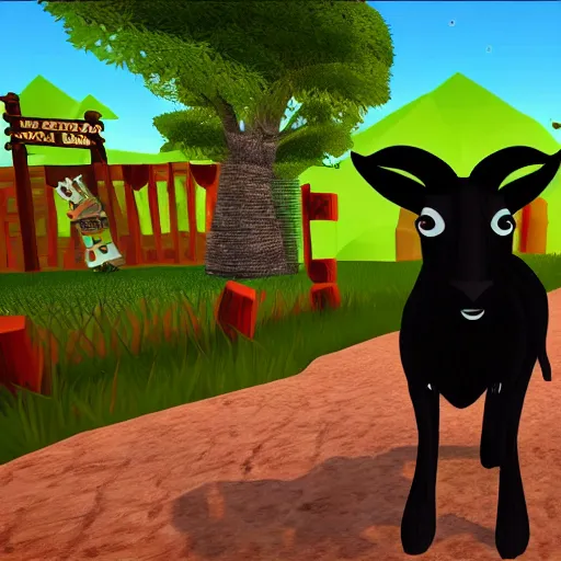 Image similar to a black goat in viva pinata, screenshot, xbox 3 6 0, 3 d