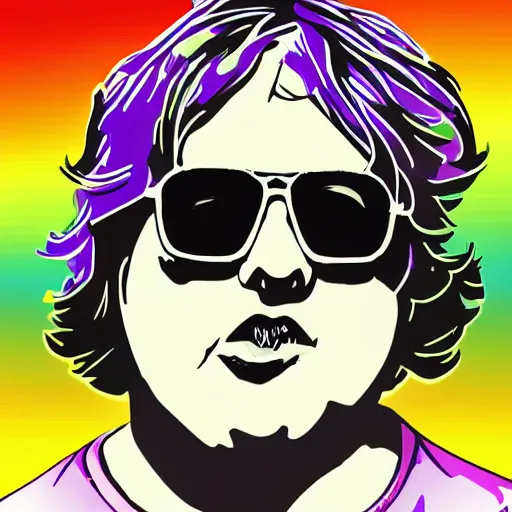 Image similar to andy milonakis & clark duke hybrid, vector, svg sticker art