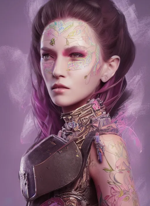 Image similar to full body concept art illustration pastel painting of a D&D female thief in intricate clothing with a very beautiful face and centered eyes, ultra detailed, octane render, 8K, dystopian, micro details