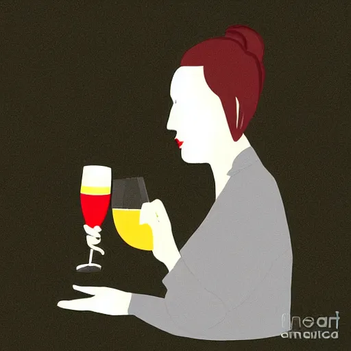 Image similar to art curator drinking champagne, digital art