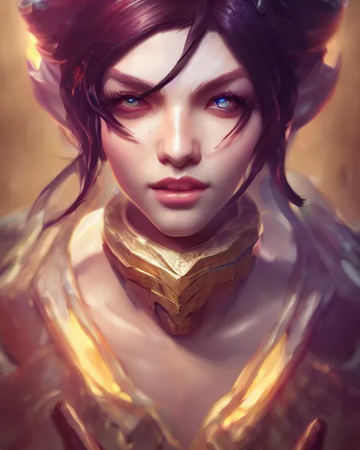 Image similar to league of legends portrait, au naturel, hyper detailed, digital art, trending in artstation, cinematic lighting, studio quality, smooth render, unreal engine 5 rendered, octane rendered, art style by klimt and nixeu and ian sprigger and wlop and krenz cushart.