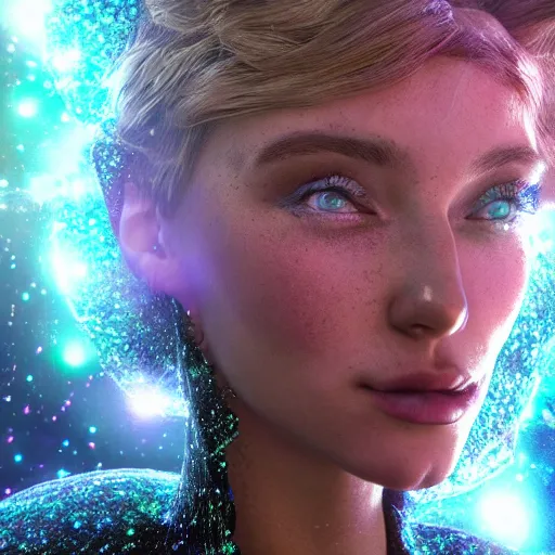 Prompt: portrait of a magical fairy made of galaxies, highly detailed, realistic, octane render, comic book art, space travel, unreal engine, sharp focus