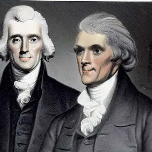 Image similar to old photograph of alexander hamllton and thomas jefferson smoking a blunt