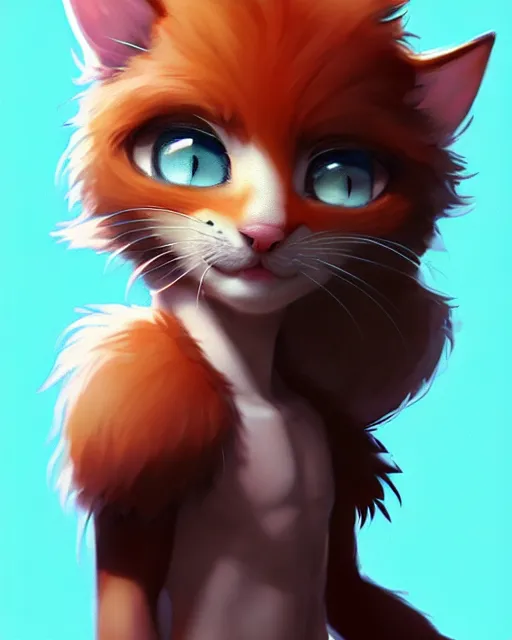 Prompt: character concept art of a cute young male anthropomorphic furry cat | | cute - fine - face, pretty face, key visual, realistic shaded perfect face, fine details by stanley artgerm lau, wlop, rossdraws, james jean, andrei riabovitchev, marc simonetti, and sakimichan, trending on artstation