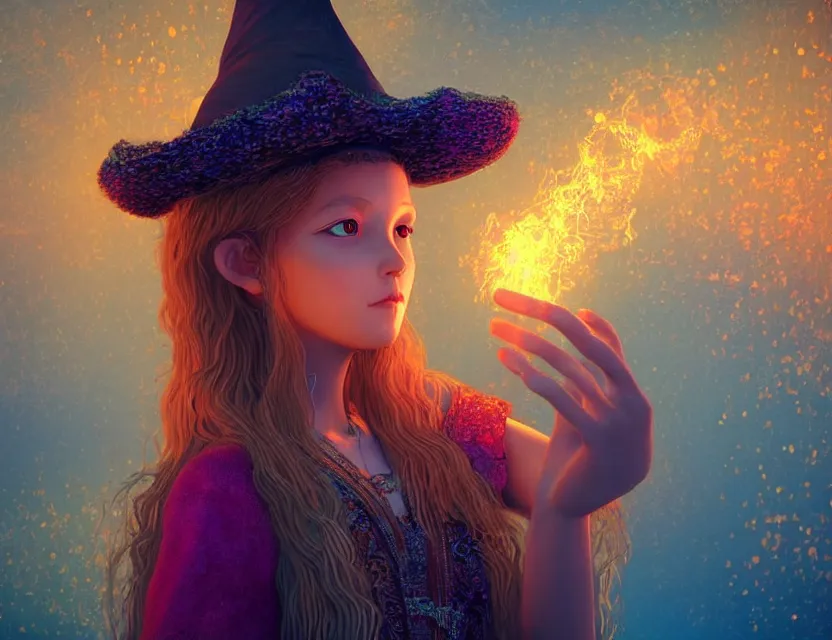 Prompt: unsure young russian witch casting a spell. award - winning 3 d animation by an indie studio, rimlighting, depth of field, limited but vibrant palette, intricate details, impressionism, chiaroscuro, bokeh. 4 5 7 3 3 3