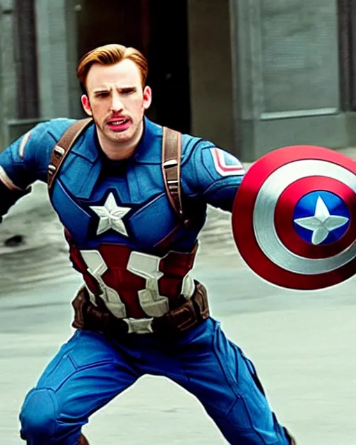 Image similar to original screen test of chris evans as captain america footage leaks from the movie captain america : the first avenger. photographic, photography