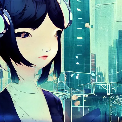 Prompt: Frequency indie album cover, luxury advertisement, white, indigo and teal colors. highly detailed post-cyberpunk sci-fi close-up schoolgirl in asian city in style of cytus and deemo, mysterious vibes, by Ilya Kuvshinov, by Greg Tocchini, nier:automata, set in half-life 2, beautiful with eerie vibes, very inspirational, very stylish, with gradients, surrealistic, postapocalyptic vibes, depth of filed, mist, rich cinematic atmosphere, perfect digital art, mystical journey in strange world, bastion game, arthouse