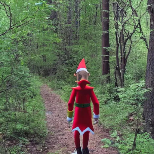 Image similar to an elf walking into the woods