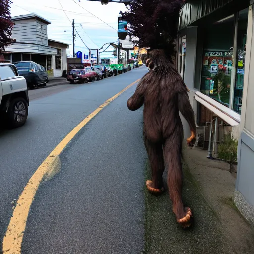 Image similar to bigfoot walking down the street in downtown Bremerton Washington