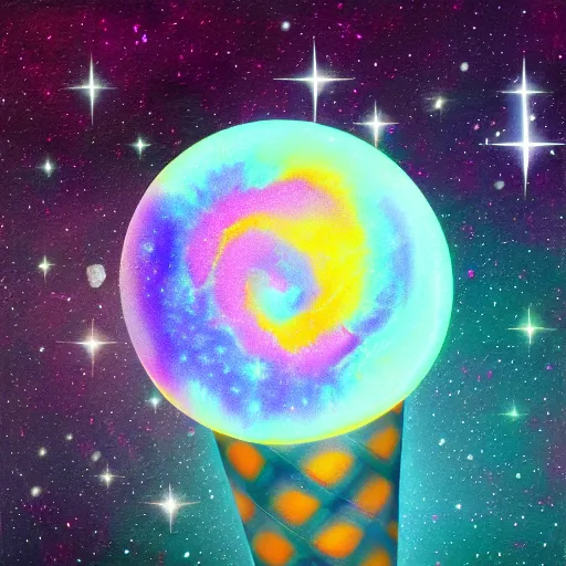 Prompt: a cosmic ice - cream, digital art
