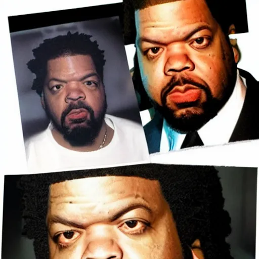 Prompt: face of rapper ice cube in an ice cube