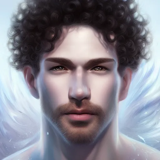 Prompt: award winning commission portrait of a man made of ice with curly hair,digital art,hyperdetailed,detailed fa e,ross tran,character design by charles bowater,deviantart,artstation,photorealistic,4k