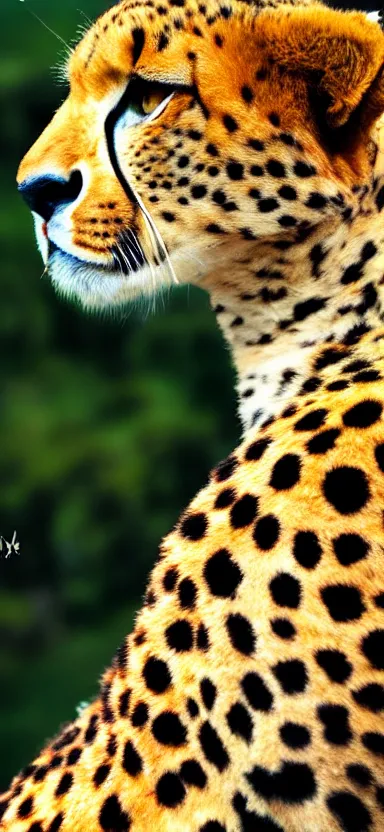 Image similar to a portrait photo of luffy as cheetah, side shot, by professional photographer, 8 k resolution, high quality