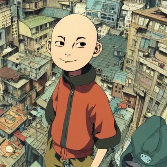 Prompt: bald hacker in tekkonkinkreet