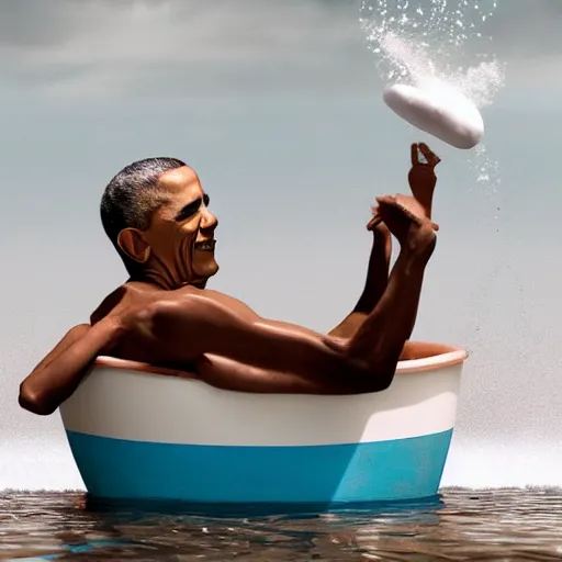 Image similar to Obama in a bath full of beans