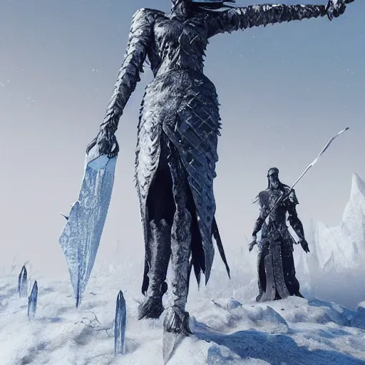 Image similar to cold portrait of pointy ice spikes rising from the ground, ice spikes in bodies of knights, epic fantasy style, in the style of greg rutkowski, trending on artstation, unreal engine, octane render