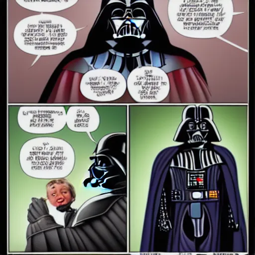 Image similar to Darth Vader laughing like a maniac