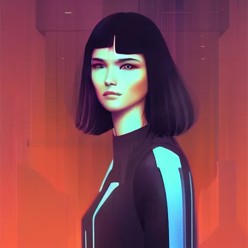 Image similar to portrait beautiful sci - fi girl, blade runner 2 0 4 9, futuristic metropolis, digital art, pop art by hsiao - ron cheng