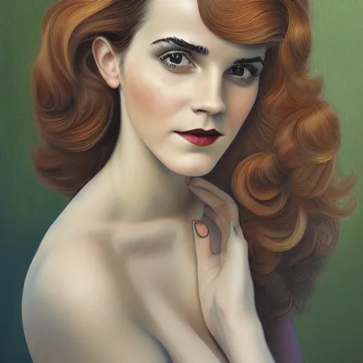 Prompt: a streamline moderne portrait of emma watson in the style of anna dittmann and donato giancola and charles dulac.