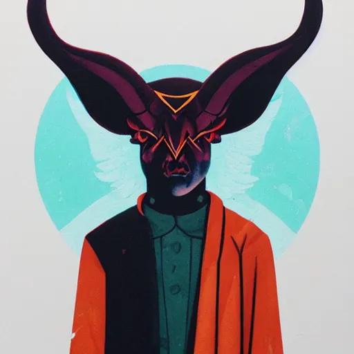 Prompt: Baphomet picture by Sachin Teng, asymmetrical, dark vibes, Realistic Painting , Organic painting, Matte Painting, geometric shapes, hard edges, graffiti, street art:2 by Sachin Teng:4