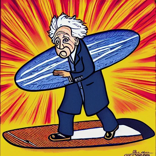 Image similar to einstein is surfing on the sun