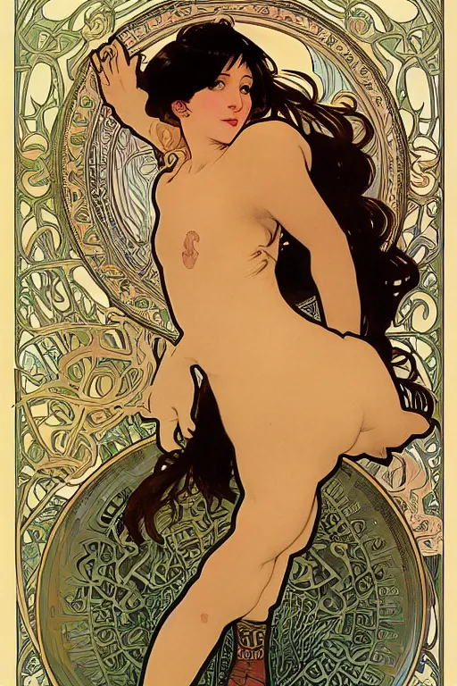 Image similar to portrait of tifa lockhart by alphonse mucha, james jean, manuel sanjulian, sharp focus, illustration