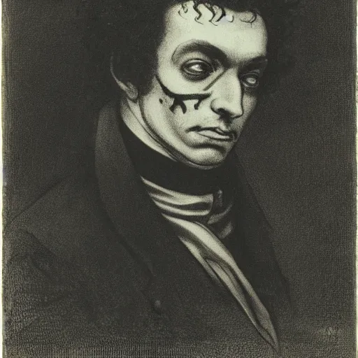 Image similar to alexander pushkin undead, painted by gustav dore