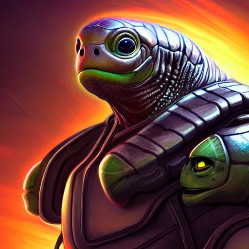 Prompt: aged turtle, sci - fi, charming, pixar splash art, art by artgerm, intricately detailed, highly detailed, trending on artstation, 4 k, wallpaper - 1 0 2 4