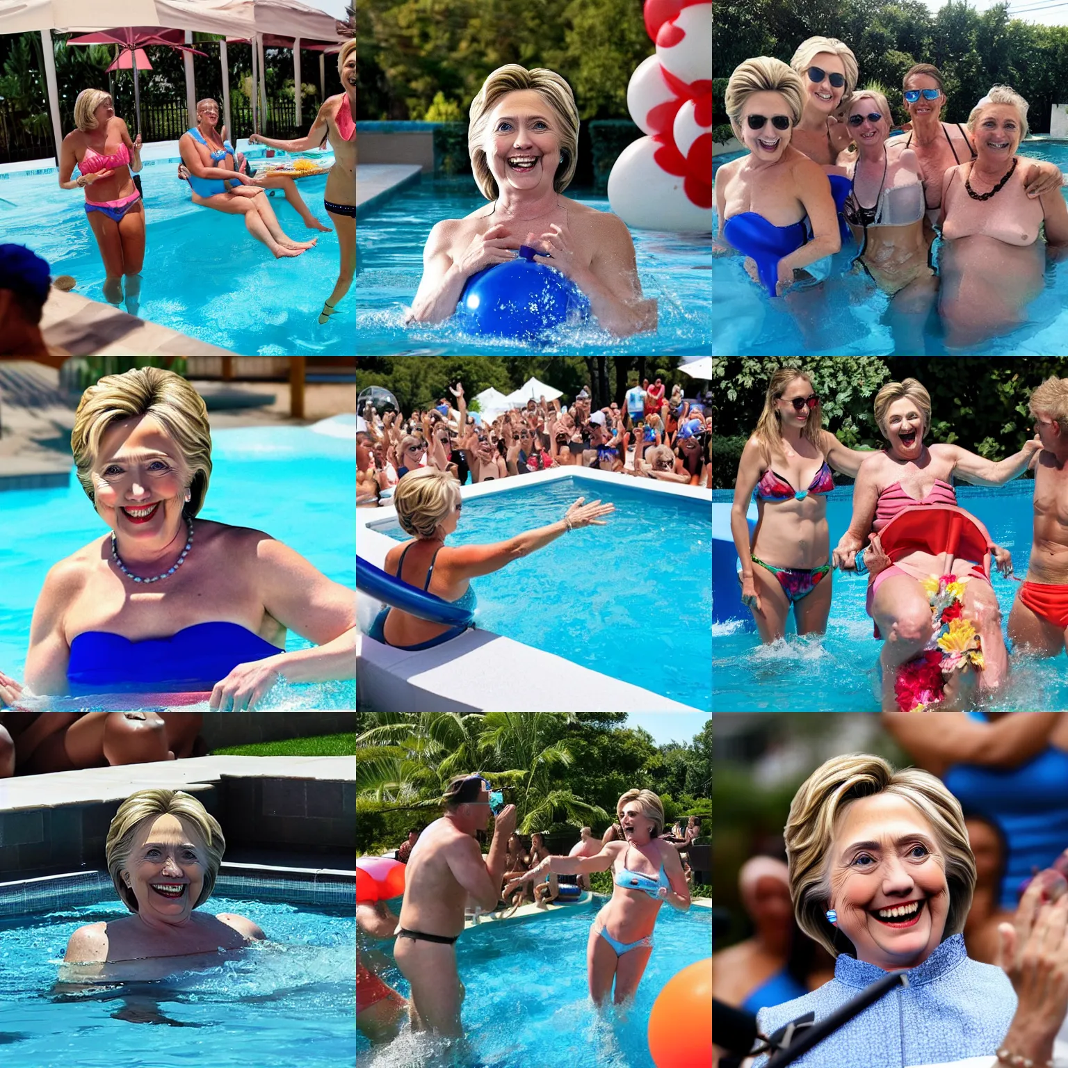 Prompt: hillary clinton pool party