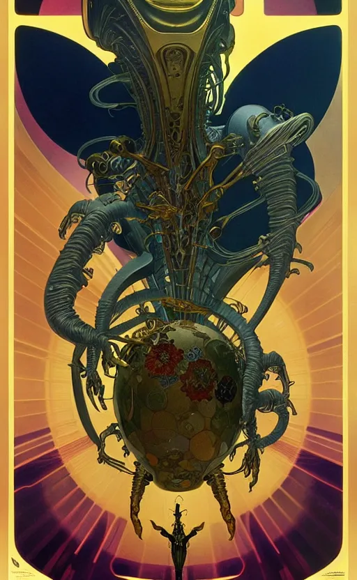 Image similar to exquisite imaginative alien creature poster art, gold, movie art, by lucusfilm, weta studio, alphonso mucha, james jean, frank frazetta, 8 k, denoised