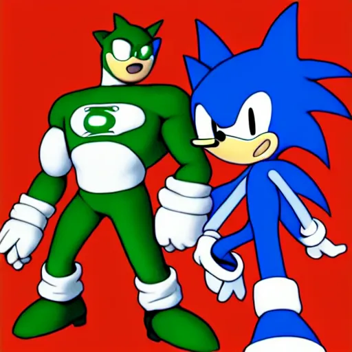 Image similar to sonic the hedgehog as green lantern