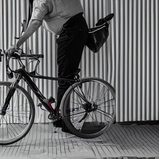 Prompt: “man with bicycle pump inflating a blimp, highly detailed, dramatic lighting”