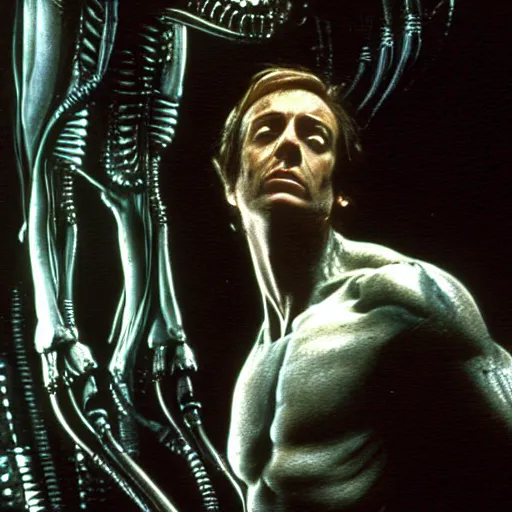 Prompt: film still of saul goodman as ripley in alien, by giger, detailed