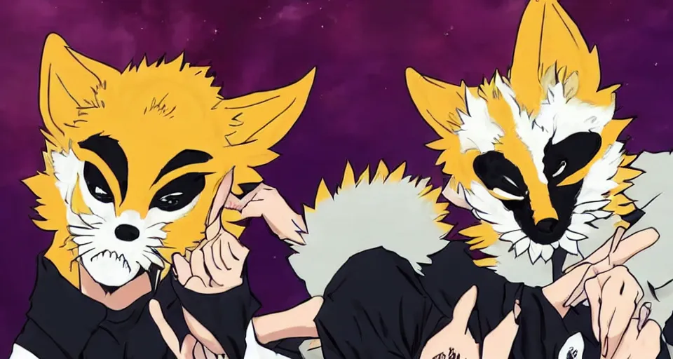 Image similar to Haikyuu wearing a kitsune mask.