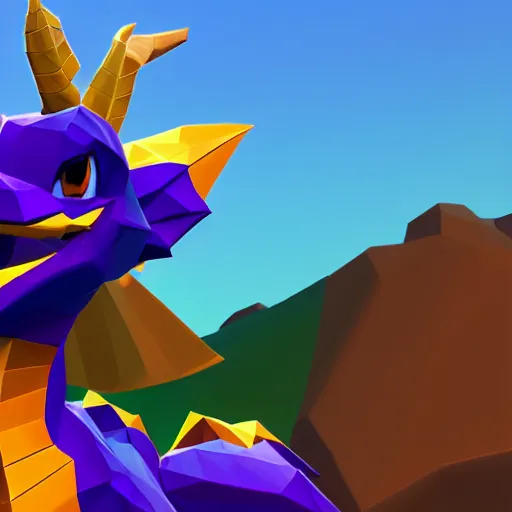 Prompt: low poly spyro the dragon