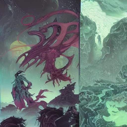 Image similar to illidan stormrage beautiful painting Feng Zhu and Loish and Laurie Greasley, Victo Ngai, Andreas Rocha, John Harris