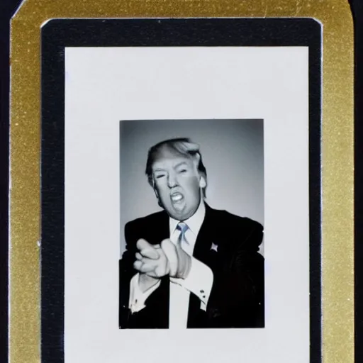 Image similar to donald trump with tiny hands polaroid