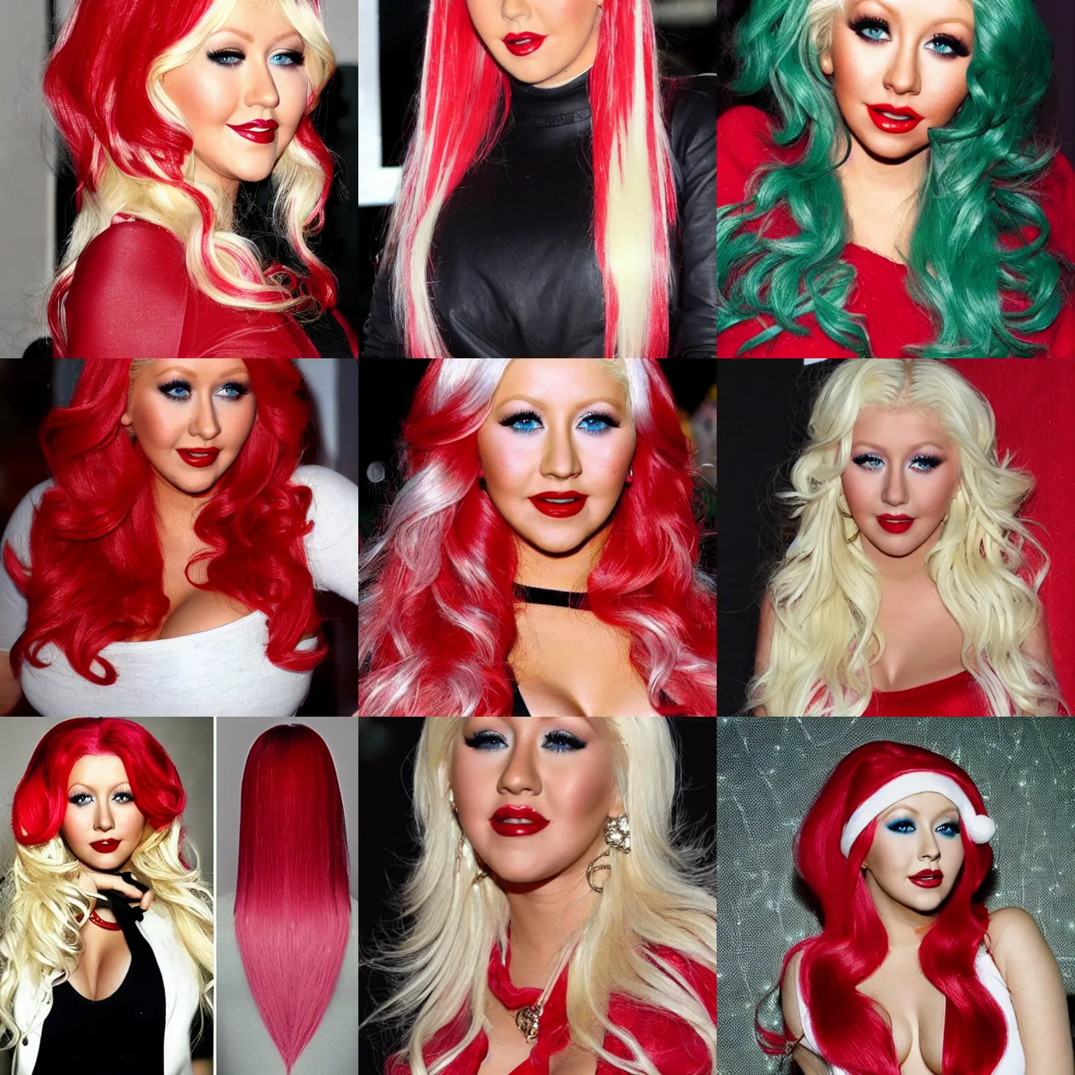 Prompt: christina aguilera candy cane hair color.