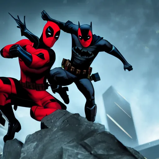 Image similar to Batman and Deadpool together 4K quality