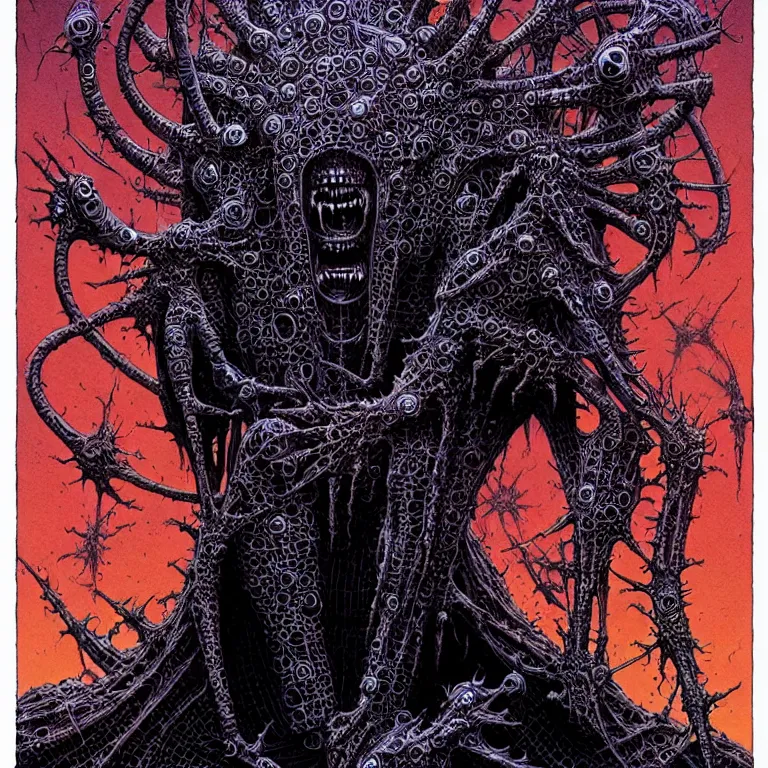 Prompt: the suffering human being is all covered in little tripophobic holes. extremely high details, trending no artstation, masterpiece, art by anthony brault, michael whelan, philippe druillet