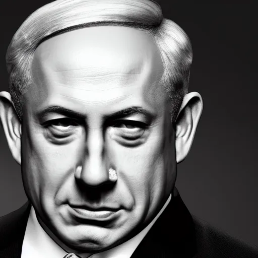 Prompt: benjamin netanyahu as a model lying seductively on bed, model photography, dynamic lighting, volumetric lighting, highly detailed, grayscale, professional