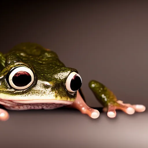 Image similar to a hyper realistic high definition photo of a frog wearing a top hat with a monocle, high definition, 4k, studio