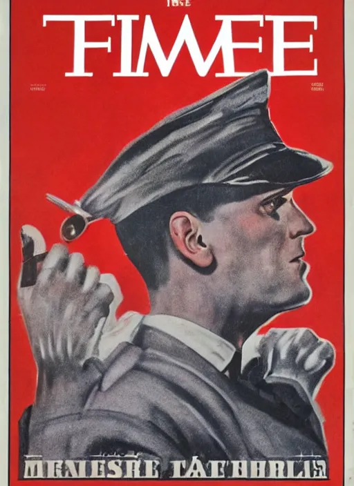 Prompt: Fascist TIme Magazine Cover of 1950, 8K, sharp focus, HD