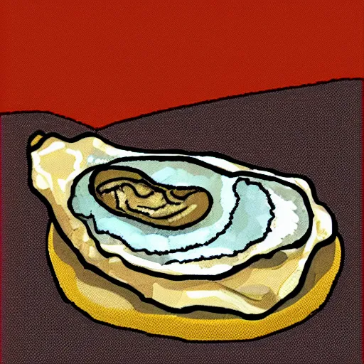 Image similar to oyster with a couch inside instead of a pearl, cartoon, bitmap