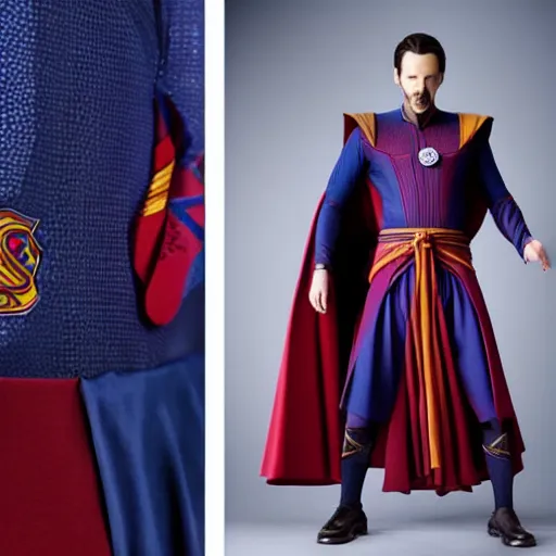 Prompt: conceptual barcelona uniform with doctor strange design, photography, filmic, cinematic, glamor shot