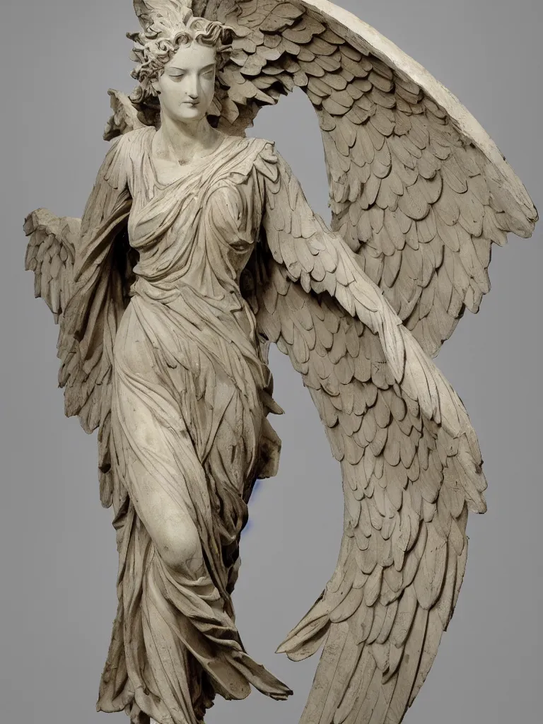 Image similar to winged victory of samothrace, japanese sculpture