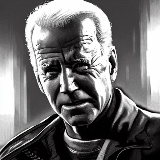 Image similar to joe biden as the terminator, dramatic lighting, cinematic, establishing shot, extremly high detail, photorealistic, cinematic lighting, artstation, style by James Gurney