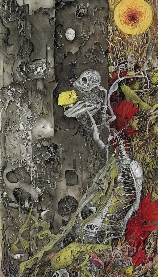 Image similar to life and death mixing together, by raymond briggs